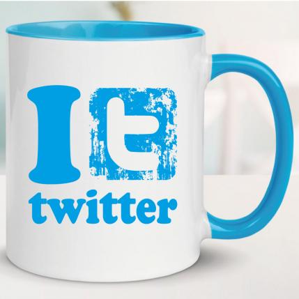 Tasse bedruckt mit Twitter Hellblau