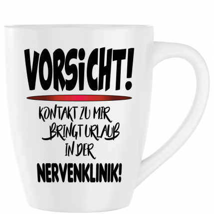 Latte Becher Weiss " Vorsicht "