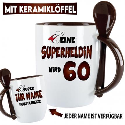 Tasse zum Geburtstag Eine Superheldin wird 60 Rot