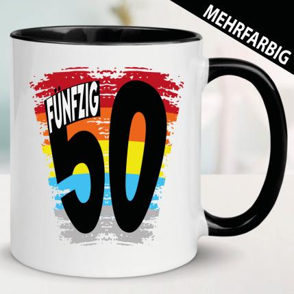 Tasse zum Geburtstag Mega Fünfzig
