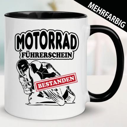 Tasse Fahrprüfung Motorrad Führerschein bestanden