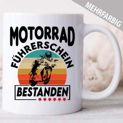 Tasse Fahrprüfung Motorrad Führerschein Retro