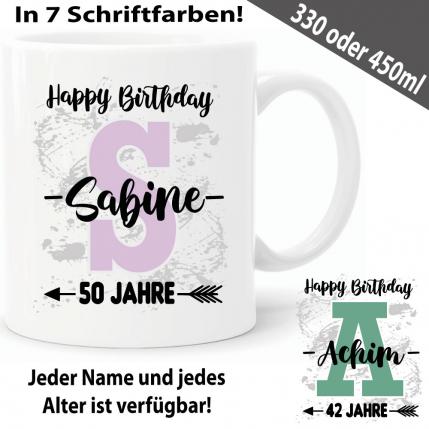 Geburtstagstasse mit Name und Alter