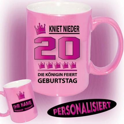 Tasse zum Geburtstag Die Königin 20 Pink