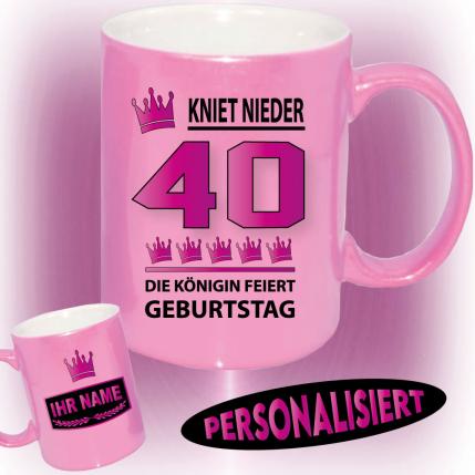 Tasse zum Geburtstag Die Königin 40 Pink