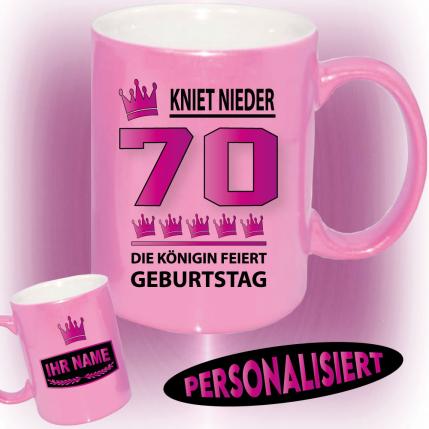 Tasse zum Geburtstag Die Königin 70 Pink