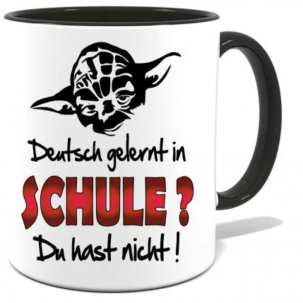 Schwarze Sprüche Tasse Männer Yoda Deutsch gelernt du hast