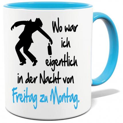 Hellblaue Sprüche Tasse Männer Montag bis Freitag