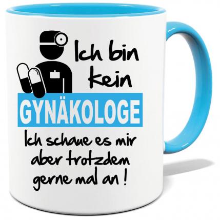 HellblaueSprüche Tasse Männer Gynäkologe gerne anschauen Frauenarzt