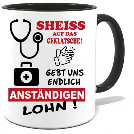 Schwarze Sprüche Tasse Männer Krankenpfleger Systemrelevant