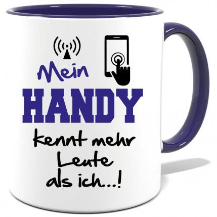 Dunkelblaue Sprüche Tasse Männer Mein Handy kennt Menschen