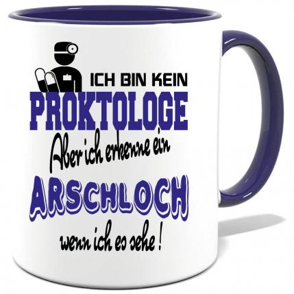 Dunkelblaue Sprüche Tasse Männer Proktologe Arschloch