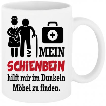 Sprüche Tasse für den Mann. Motiv Schienbein