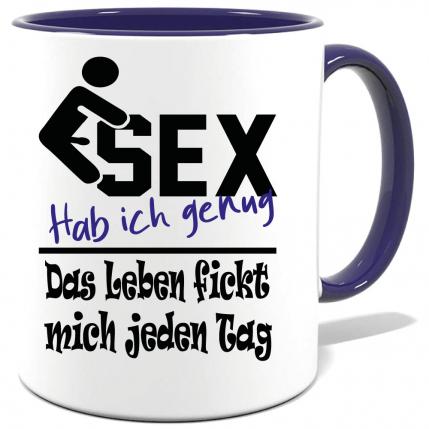 Dunkelblaue Sprüche Tasse Männer Sex genug