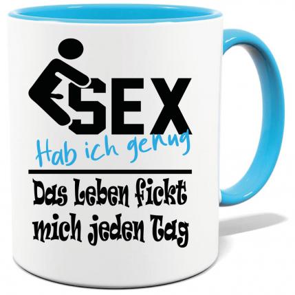 Hellblaue Sprüche Tasse Männer Sex genug