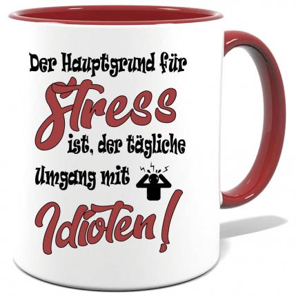 Maroone Sprüche Tasse Männer Stress mit Idioten