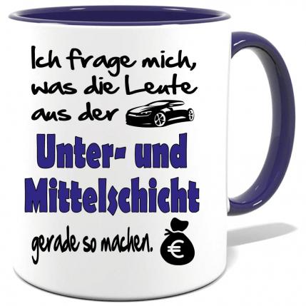 Sprüche Tasse für den Mann. Motiv Unterschicht Mittelschicht