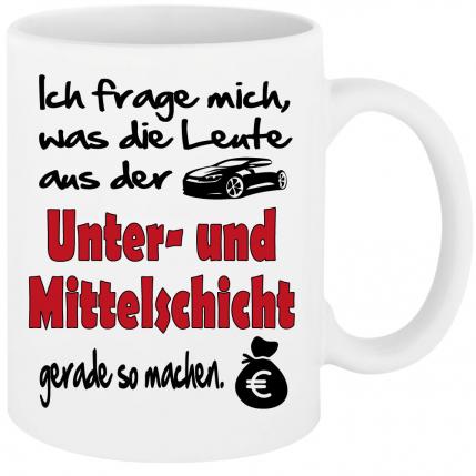 Weisse Sprüche Tasse Männer Unterschicht Mittelschicht