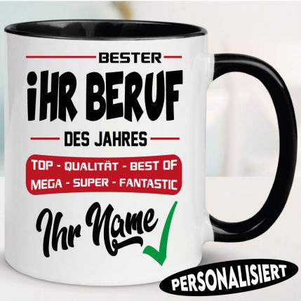 Tasse für Männer Beruf und Name Schwarz