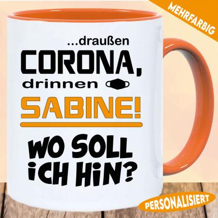 Tasse Schwarz Corona   Wo soll ich hin