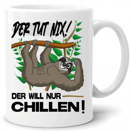 Faultier Tasse Der tut nix Weiss