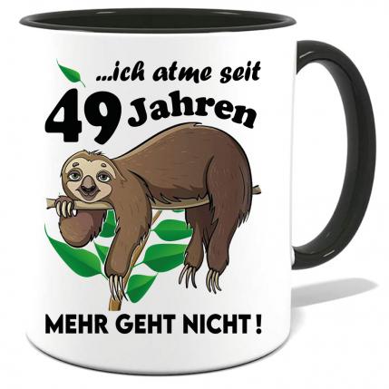 Tasse mit Faultier zum Geburtstag Schwarz