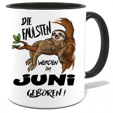 Tasse Faultier geboren Monat Schwarz