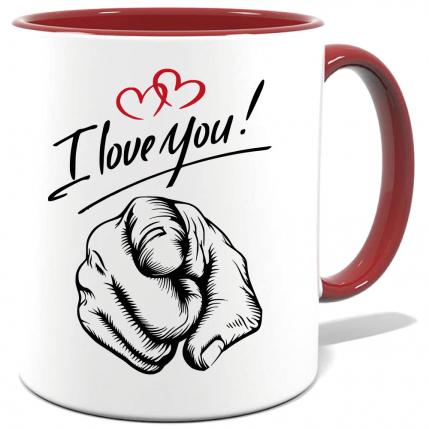 Tasse bedruckt mit Finger I Love you