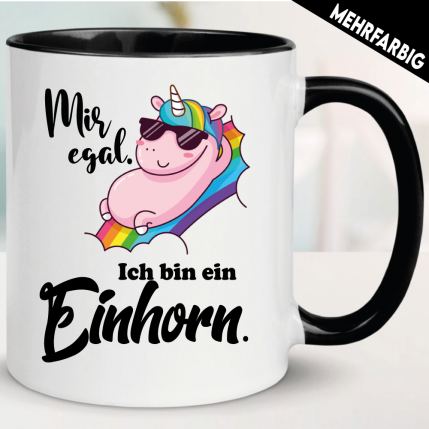 Sprüche Tasse für Frauen mit Motiv Einhorn.