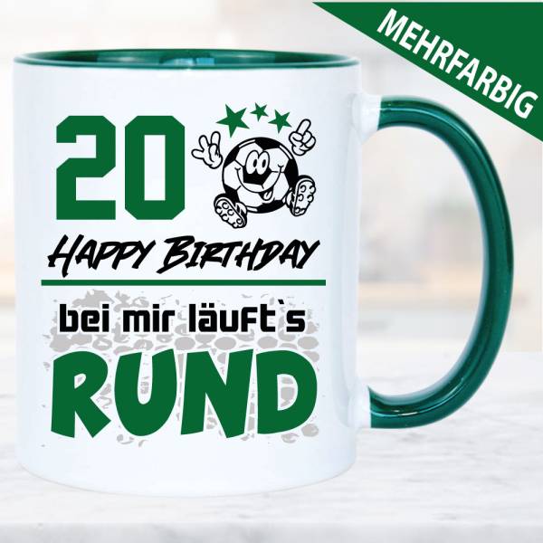 Fußballtasse zum Geburtstag läuft Rund 20 Jahre
