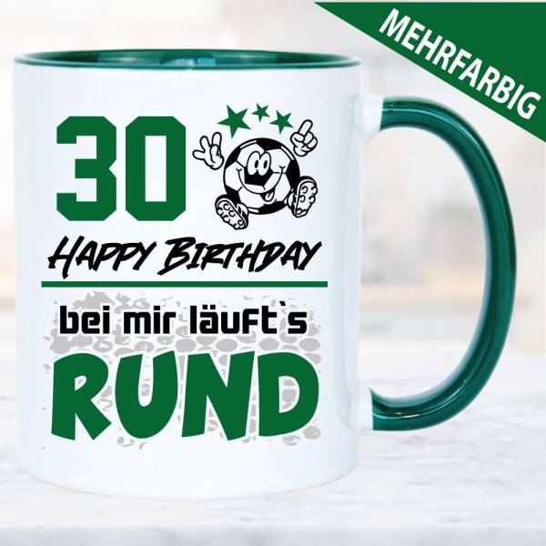Fußballtasse zum Geburtstag läuft Rund 30 Jahre
