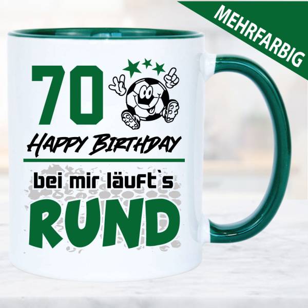 Fußballtasse zum Geburtstag läuft Rund 70 Jahre