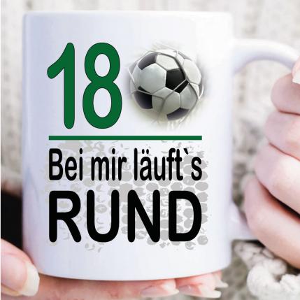 Fussballtasse zum Geburtstag läuft Rund 18 Weiss