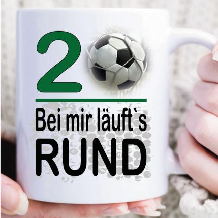 Fussballtasse zum Geburtstag läuft Rund 20 Weiss