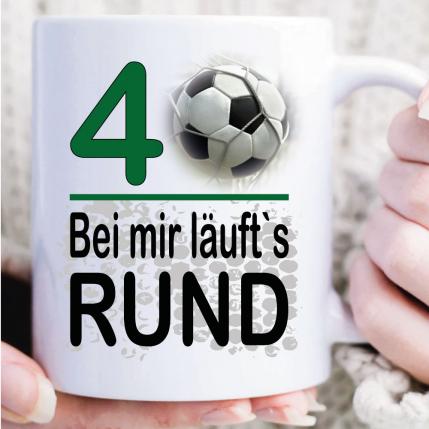 Fussballtasse zum Geburtstag läuft Rund 40 Weiss