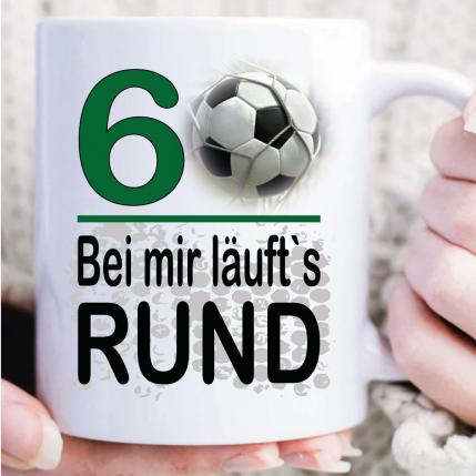 Fussballtasse zum Geburtstag läuft Rund 60 Weiss