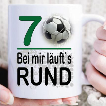 Fussballtasse zum Geburtstag läuft Rund 70 Weiss