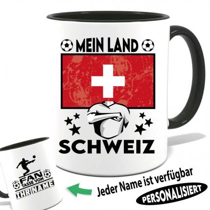 Schweiz - Tasse für Fußballfans mit Name