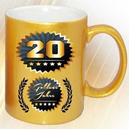 Gold Effekt Tasse zum Geburtstag Goldene Jahre 20