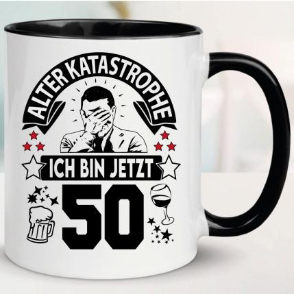 Tasse 50. Geburtstag Eine Katastrophe Schwarz