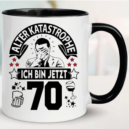 Tasse 70. Geburtstag Eine Katastrophe Schwarz