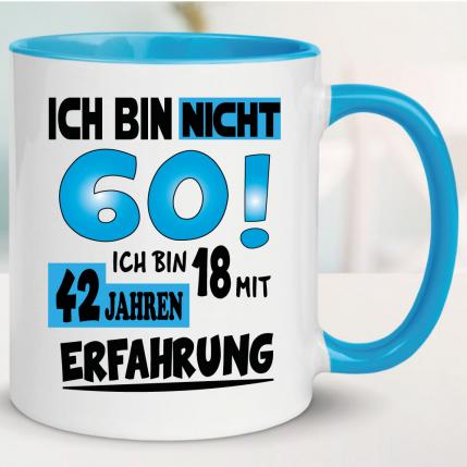 Tasse zum 60. Geburtstag Mit Erfahrung Hellblau