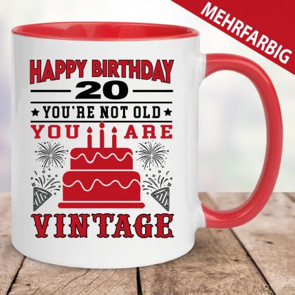 Retro und Vintage Tasse zum 20. Geburtstag.