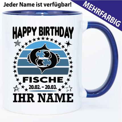 Tasse Sternzeichen Fische mit Name personalisiert