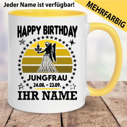 Tasse Sternzeichen Jungfrau mit Name personalisiert