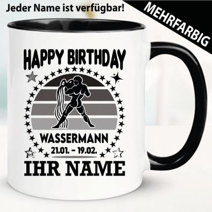 Tasse Sternzeichen Wassermann mit Name personalisiert