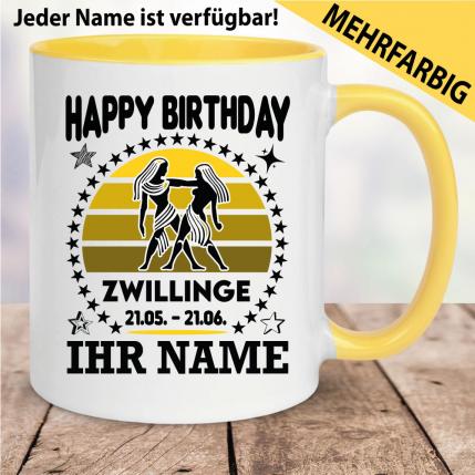 Tasse Sternzeichen Zwillinge mit Name personalisiert