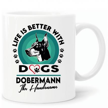 Tasse mit Hund personalisiert Dobermann