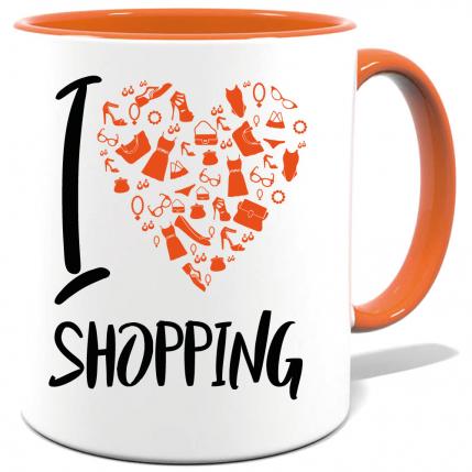 Tasse bedruckt mit I Love Shopping