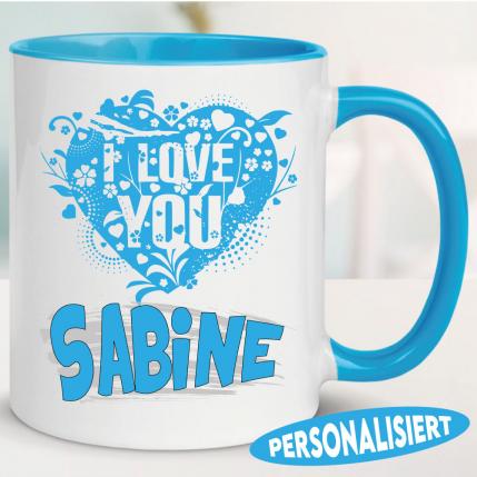 Personalisiert I Love you Hellblau